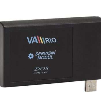 Ein schwarzes, rechteckiges Gerät mit der Aufschrift "Vario Wartungsmodul", mit einem USB-Anschluss auf der rechten Seite, matter Oberfläche und einfachem Text/Grafik auf der Vorderseite. Konzipiert für den Einsatz im Pool oder Teich.